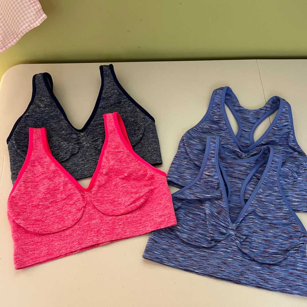 Hanes Sports Bras - Pink, Charcoal, and Blue